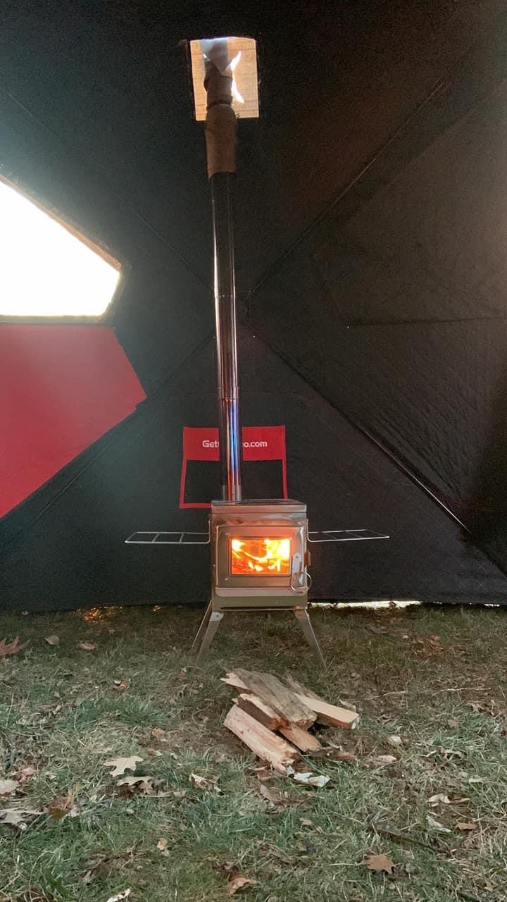 Ice Shanty with Homemade Wood stove 